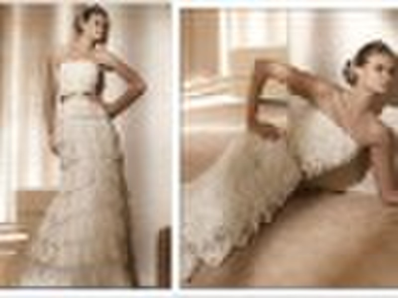 2011 wholesale trailing shining lace bridal gown w