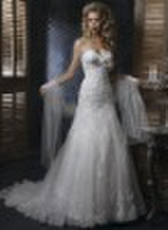 2011 famous designer satin strapless wedding dress