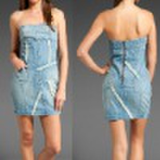 D1007 Denim Off-Shoulder-Kleid