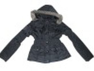 Ladies nylon padding coat with elastic waist