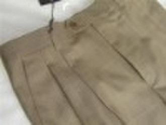 khaki double pleats dress pants