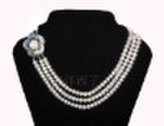 fashion pearl necklace 3 line 7-8MM