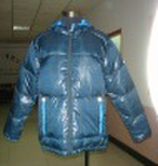 men's winter down jacket with hood and fabric
