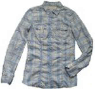 ladies' long sleeve fashion checked casual blo