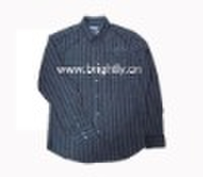men longsleeve cotton plaid stripe shirt
