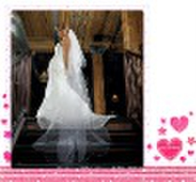 Standard Tulle Two Tier Floor Length White Wedding