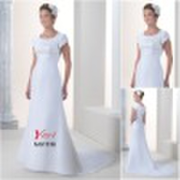 Free shipping mother gowns white cap sleeve square