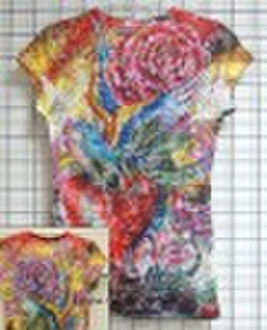 ladies' burnout sublimation print t-shirt