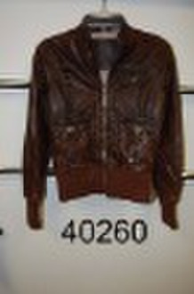 ladies' pleather washed pu jacket