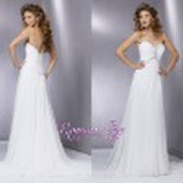 Elegant Empire Strapless White Chiffon Wedding Bri