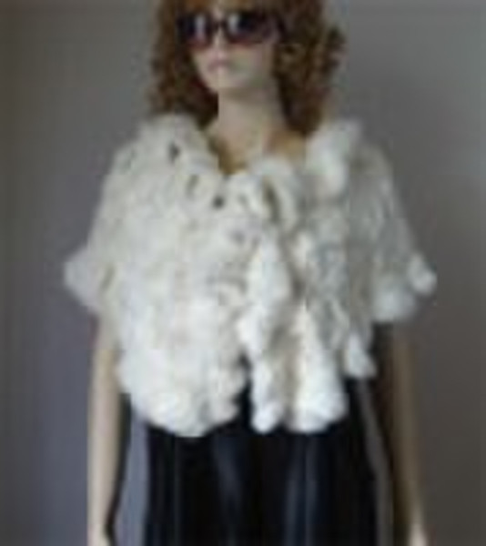 discoide flowered rex rabbit fur shawl