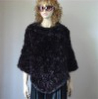 discoide flowered rex rabbit fur shawl