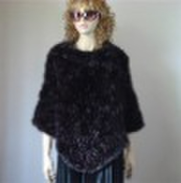 discoide flowered rex rabbit fur shawl