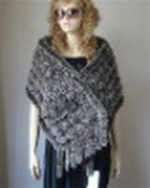 discoide flowered rex rabbit fur shawl