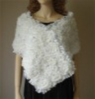 discoide flowered rabbit fur shawl