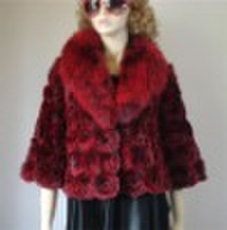 discoide flowered rabbit fur garment