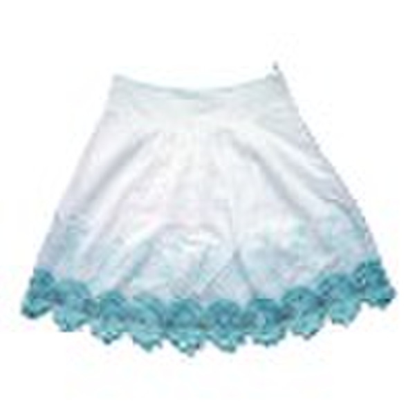 ladies 100% cotton voile bottom EMB skirt