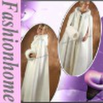 Artificial fur floor length dress smock cloak with