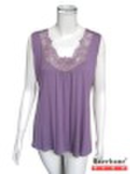 knitted ladies tank tops with embroidery lace