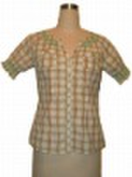 Ladies' plaid short sleeve shirt