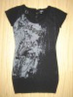 sweater with print and rhinestone