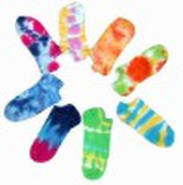 lady's knitting tie dye socks