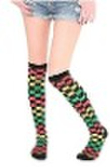 Rasta Checker Cushioned Knee-High Socks