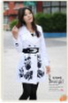 Print Flower Special Belt Long Lady Winter Jacket