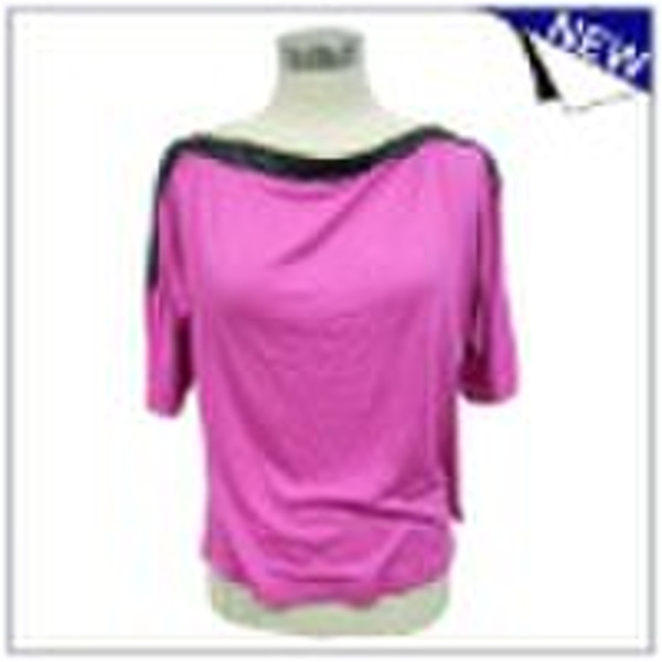 Women's fashion t-shirt with zipper from shoul