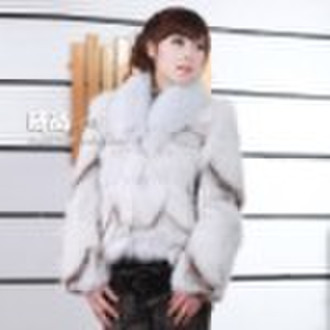 Silver fox fur coat full Hulimao