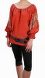 Ladies' blouse with long sleeve,fashion blouse