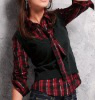 Women's woven checkered shirt