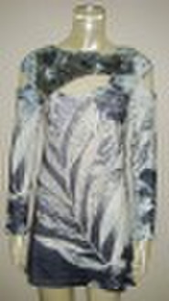 Ladies rayon material printing sequin knitwear