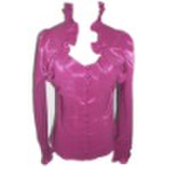 Lady trendy Fake two-piece long sleeve shirts