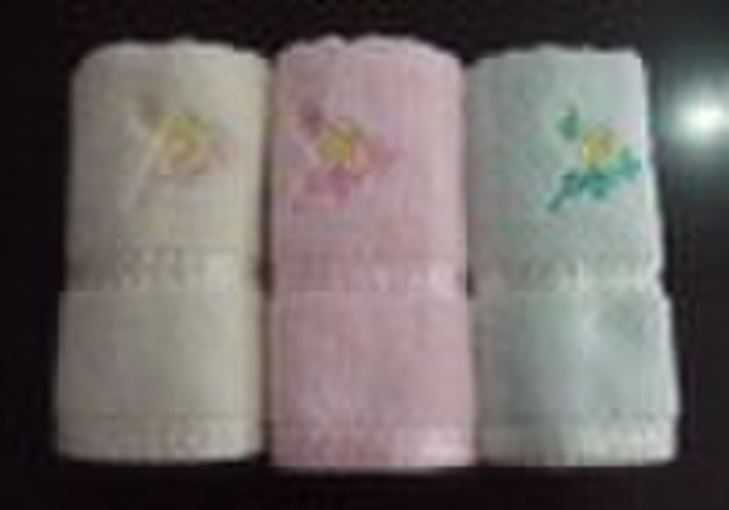 satin border emboridery towel