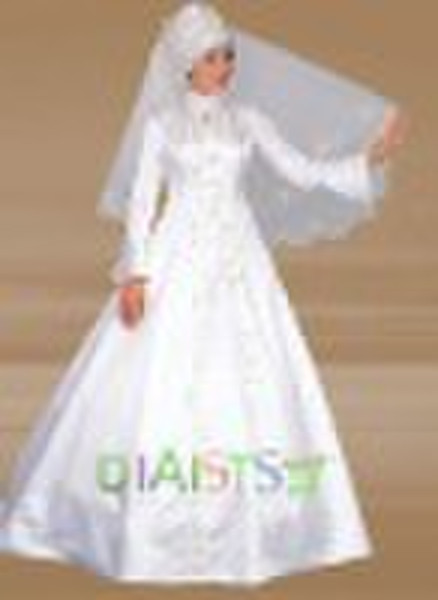 New White Arabic Wedding Dress