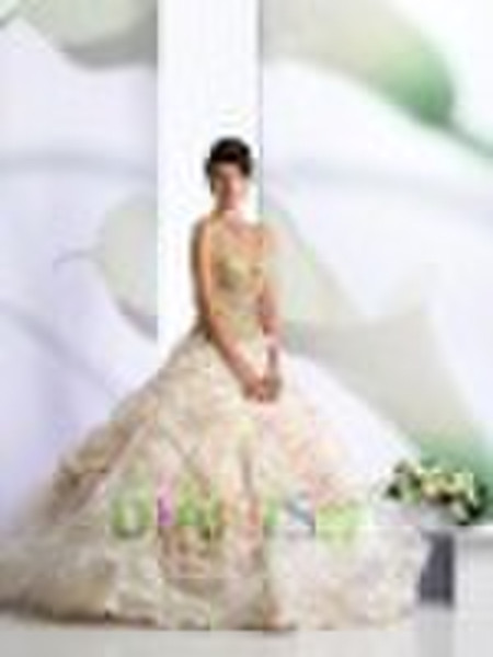 Sexy Champange Lace Ball Gown Bridal Dress