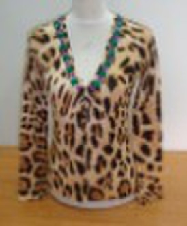 Ladies V Neck Printed Cardigan