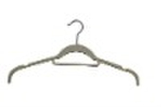 Suit hanger with tie bar & indent