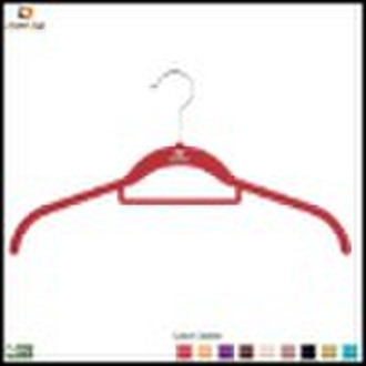 Shirt hanger with tie bar and indent