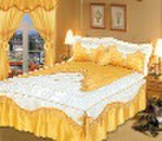 embroidery satin bedspread set(stock)