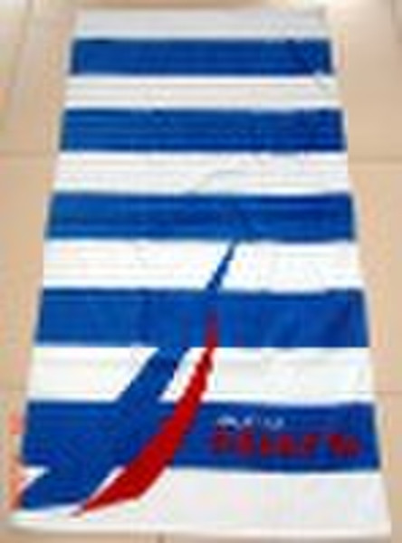 Velour and reactive printed beach towel