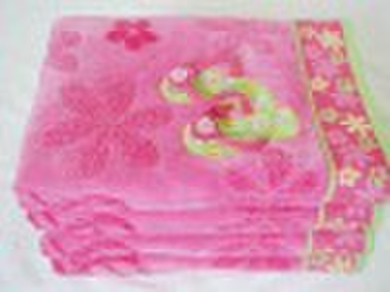 velvet cotton beach towel with jacquard and embroi