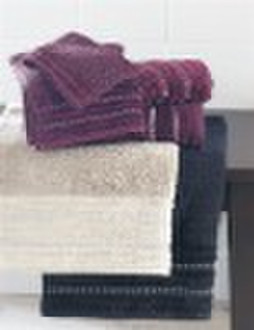 bath towel high low sheared stitch border towel