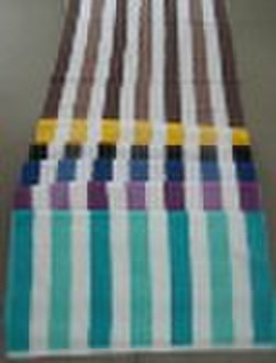 Bath towel yarn dyed stripes with dobby hem