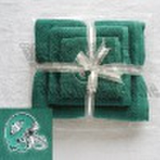 100% cotton solid velour towel set with embroidery
