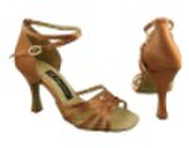 H1101-01_DarkTanSatin Lady's Latin Dance Shoes