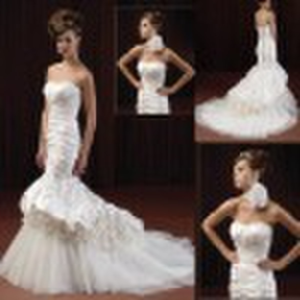 2010 new arrival, off shoulder-taffeta-ruffle wedd