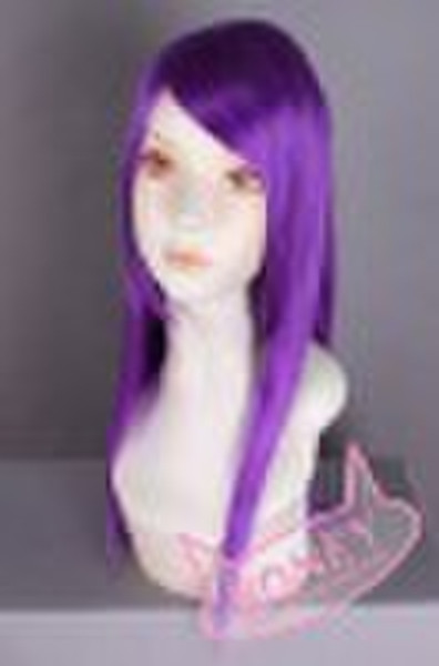 Purple Party Long straight cosplay  Anime wig Fron