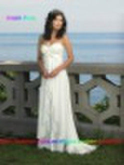 Ivory Satin Chiffon Bride wedding dress Gown